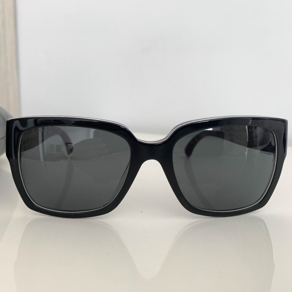 Chanel Rectangle Black Gray Gradient Sunglasses